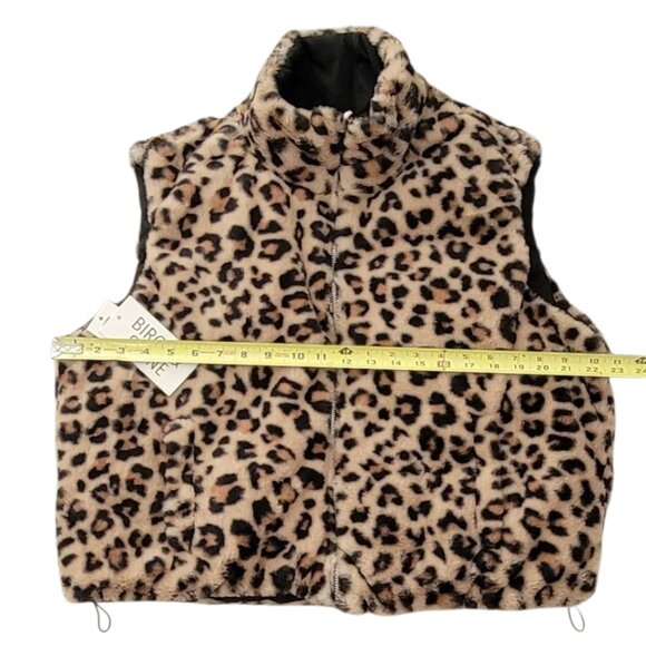 Birch & Stone Reversible Faux Fur Leopard Print Puffer Vest NEW Size Large - Picture 7 of 11